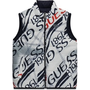Guess Двулицева грейка за момче в тъмно синьо и бяло с надписи Guess