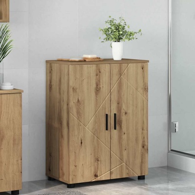 vidaXL Шкаф за баня Дъб 60 x 35 x 80 см Инженерно дърво & Метал (883313)