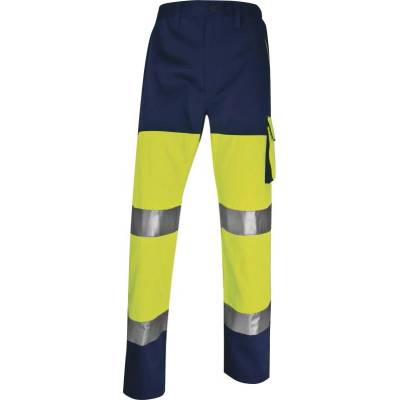 Delta plus Reflexné pracovné nohavice PHPAN Fluorescenčno žltá Námornícka modrá