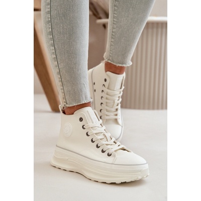 Big Star Shoes dámske tenisky na platforme eko koža šedá krémová