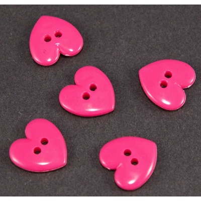 Srdiečko - knoflík - tmavo ružová - rozmery 1,4 cm x 1,4 cm