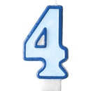 PartyDeco Narozeninová svíčka s číslem 4 modrá