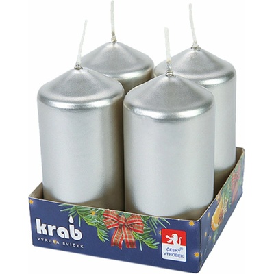 Krab Adventní válec stříbrný LAK 40x80 mm 4ks