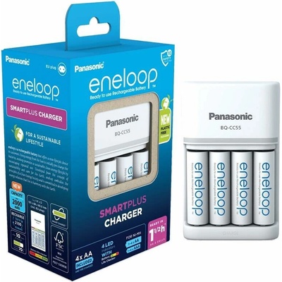 Panasonic Eneloop Smart Plus Charger BQ-CC55 + 4xAA K-KJ55MCD40E