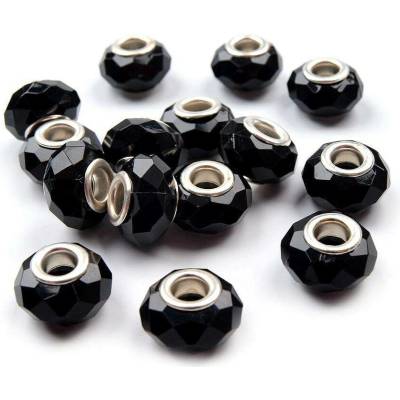 Stoklasa Plastové korálky s ploškami s velkým průvlekem 14,5x9 mm Balení: 5 ks, Varianta: 9 Black 9 Black