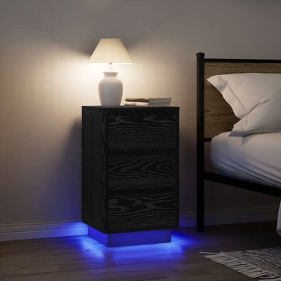 vidaXL Нощно шкафче с LED осветление черно 38x34x65 cm (861302)