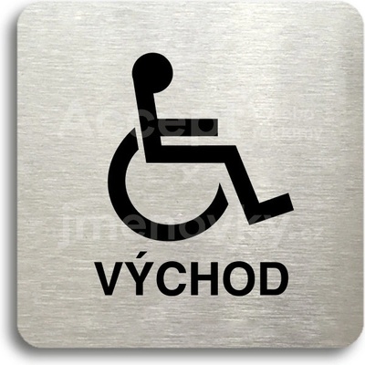 ACCEPT Piktogram východ pro invalidy - stříbrná tabulka - černý tisk bez rámečku