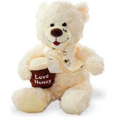 Tea Toys Плюшено мече с делва мед Tea, 28 см, Екрю