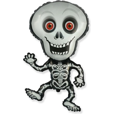 FLEXMETAL Balón foliový Skeleton Kostra 82 cm Halloween černo šedý