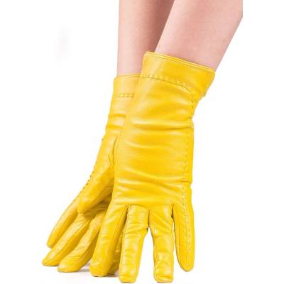 dámské kožené rukavice žluté