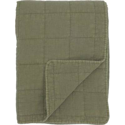Chic Antique Prošívaný přehoz Aix Vintage Olive 130 × 180 cm, zelená barva, textil