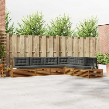 vidaXL Комплект дивани за открито 6 Брой Натурален и Антрацит (3374102)