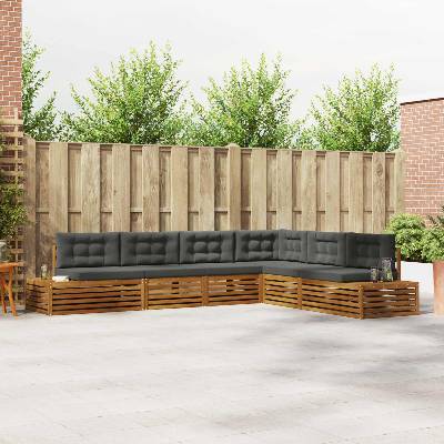 vidaXL Комплект дивани за открито 6 Брой Натурален и Антрацит (3374102)