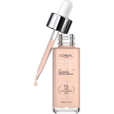 L’Oréal Paris True Match Nude Plumping Tinted Serum sérum pre zjednotenie farebného tónu pleti 1-2 Rosy Light 30 ml