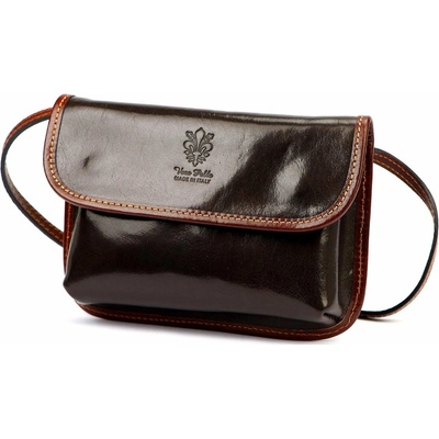 Dámska malá kožená crossbody kabelka tmavohnedá Florence 71