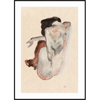 Jen tak z lásky Plakát Egon Schiele - Přikrčený akt v botách a černých punčochách Rozměr plakátu: 30 x 40 cm