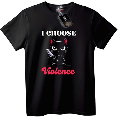 NOONEBRAND Тениска Избирам насилието Коте - 4XL, Black