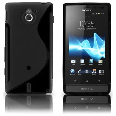 Sony Xperia sola MT27i S-Line Силиконов Калъф Черен + Протектор
