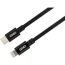 GND USBC8P100MM01 USB-C / Lightning, MFI, opletený, 1m, černý