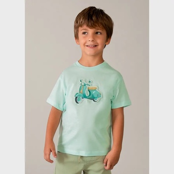 MAYORAL Тениска къс ръкав релефна щампа веспа в цвят мента за мини момче Mayoral