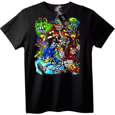 NOONEBRAND Тениска Sonic the Hedgehog Герои - L, Black