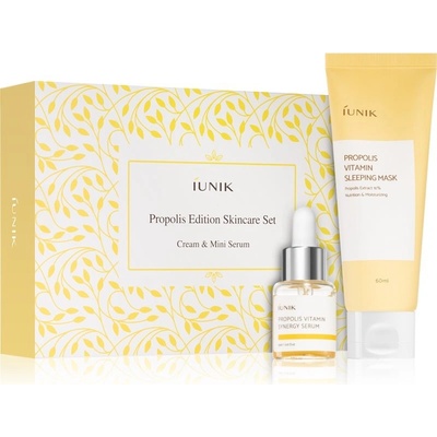 iUnik Propolis Vitamin noční maska pro obnovu pleti s multivitamínovým komplexem 60 ml + regenerační a rozjasňující sérum 15 ml
