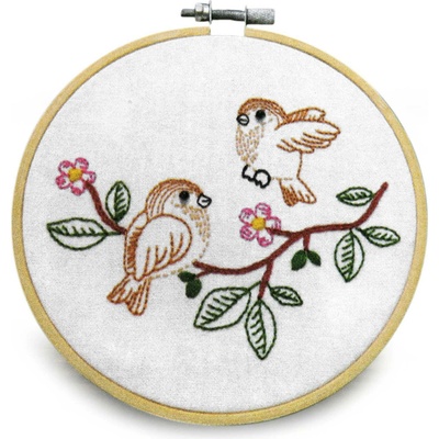 Stoklasa Dětská vyšívací dárková sada s předtištěným motivem 940198/5 ptáčci hnědá 15x22cm průměr 18cm – Zboží Dáma