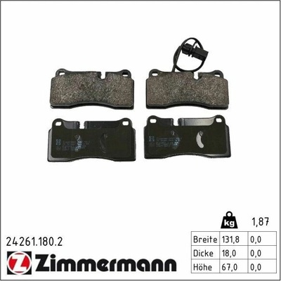 Sada brzdových platničiek kotúčovej brzdy ZIMMERMANN 24261.180.2 24261.180.2