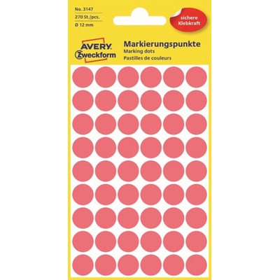 Avery Zweckform Etikety na různá značení 270 ks světle červené 12 mm kulaté 3147