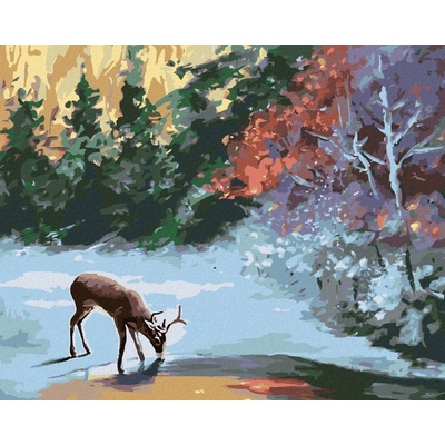 zuty Malování Podle Čísel Jelen U Zamrzlého Potoka D. Rusty Rust 40 x 50 Cm Plátno Rám