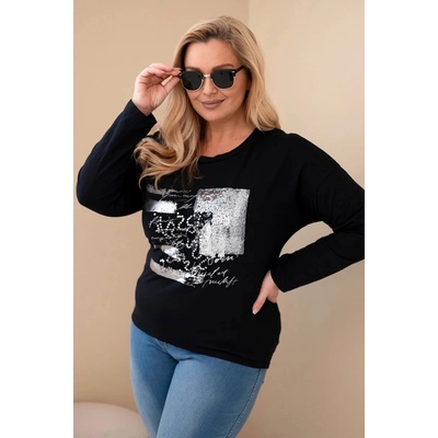 Kesi Dámske tričko Plus Size s potlačou a dlhším zadným dielom Sivá