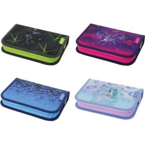 Herlitz Ученически несесер празен, 1 допълнително крило, Mix Wild life, Magic Unicorn, Blue Shark, Mystic Mermaid - Herlitz