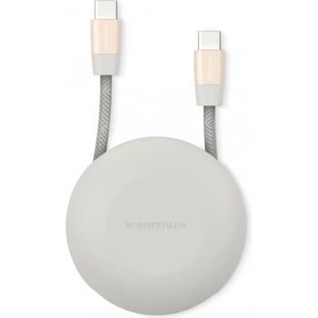 Vonmahlen USB-C към USB-C 2.0 плетен кабел за устройства с USB-C порт (100 см) - Vonmahlen Premium Cable USB-C to USB-C (розово злато) (E070P0009)