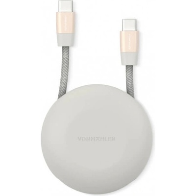 USB-C към USB-C 2.0 плетен кабел за устройства с USB-C порт (100 см) - Vonmahlen Premium Cable USB-C to USB-C (розово злато) (E070P0009)
