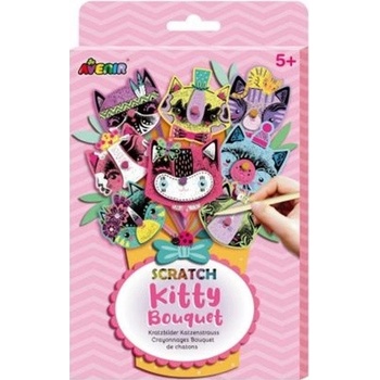 Škrabací obrázky kytice kočka