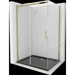 Mexen Omega плъзгаща се душ кабина 100 х 90 см, прозрачна, златна + корито Flat, (825-100-090-50-00-4070G)