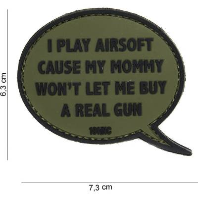 Gumová nášivka 101 Inc nápis Aj Play Airsoft - olivová
