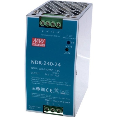Průmyslový zdroj Mean Well NDR-240-24, 24V=/240W spínaný na DIN lištu