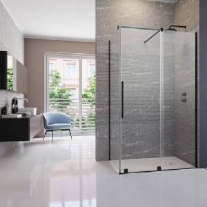 Radaway Правоъгълна душ кабина с плъзгаща врата Radaway Furo KDJ 110x80, профил черен мат, дясно (10104572-54-01R+10110530-01-01+10113080-01-01)
