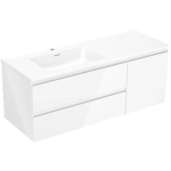 Mexen Orio шкаф за баня 120 см с мивка Otis лява, 2S, 1D, бял гланц - 91A13-12047-3-BBFFF00-W18L00 (91A13-12047-3-BBFFF00-W18L00)