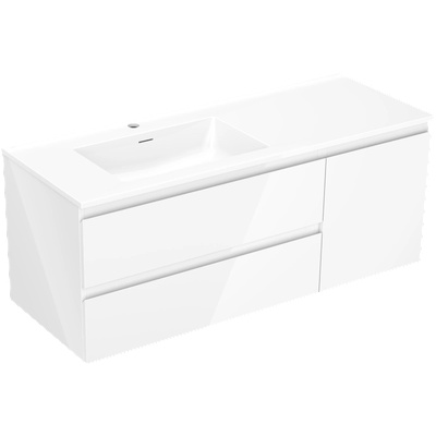 Mexen Orio шкаф за баня 120 см с мивка Otis лява, 2S, 1D, бял гланц - 91A13-12047-3-BBFFF00-W18L00 (91A13-12047-3-BBFFF00-W18L00)