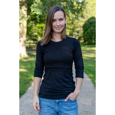 Jsem máma bambusové kojicí tričko s 3/4 rukávem černé