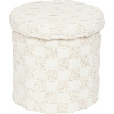 Atmosphera Kulatý skládací taburet PASTI, tuftovaný, průměr 38 cm, bílý