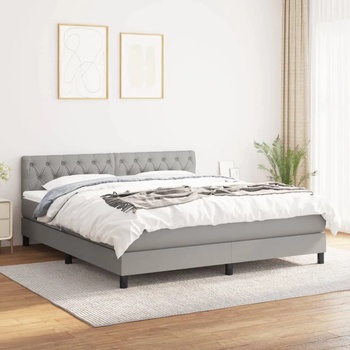 vidaXL Боксспринг легло с матрак, светлосиво, 160x200 см, плат (3140305)