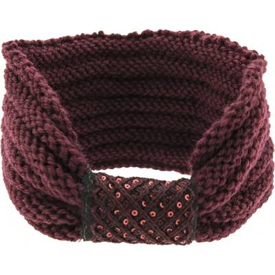 Vínová pletená čelenka do vlasů s flitry - 20*10 cm - Clayre & Eef
