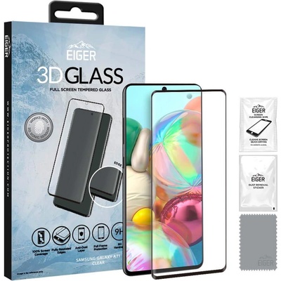 Eiger 3D Glass Edge to Edge Full Screen Tempered Glass - калено стъклено защитно покритие с извити ръбове за целия дисплея на Samsung Galaxy A71 (черен-прозрачен)