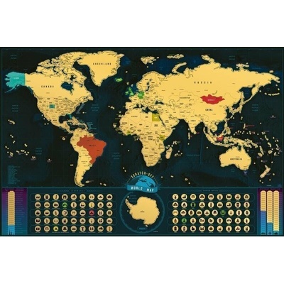 Stírací mapa světa EN - gold classic XL