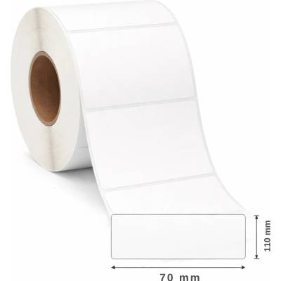 Papierová Etiketa 70 mm x 110 mm, Matný papier, Biela, Dutinka 40 mm, 1000 ks/kotúč, Permanentné lepidlo