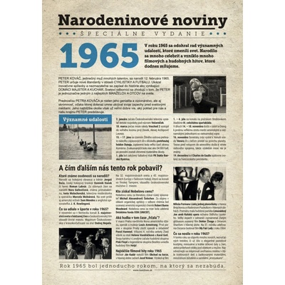 Narodeninové noviny 1965 s vlastným textom a fotografiou S textom