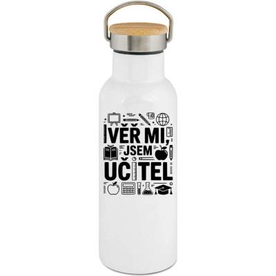 123TRIKO termoska Věř mi, jsem učitel, černý tisk 500 ml profese